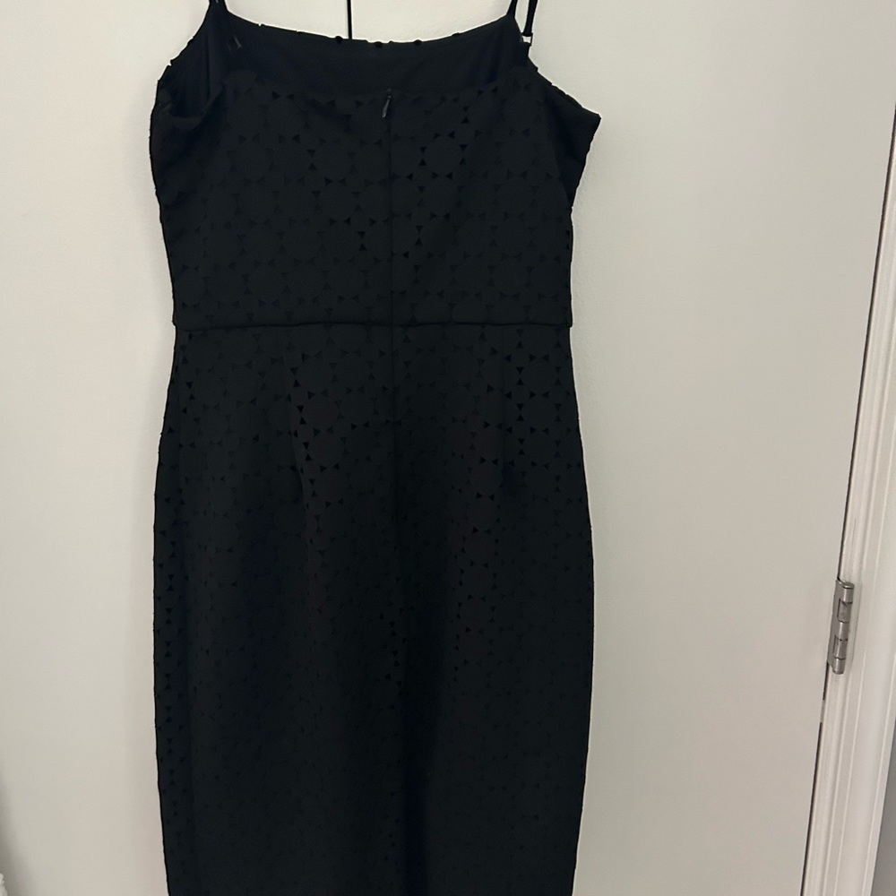 Trina by Trina Turk black laser cut scuba material dress